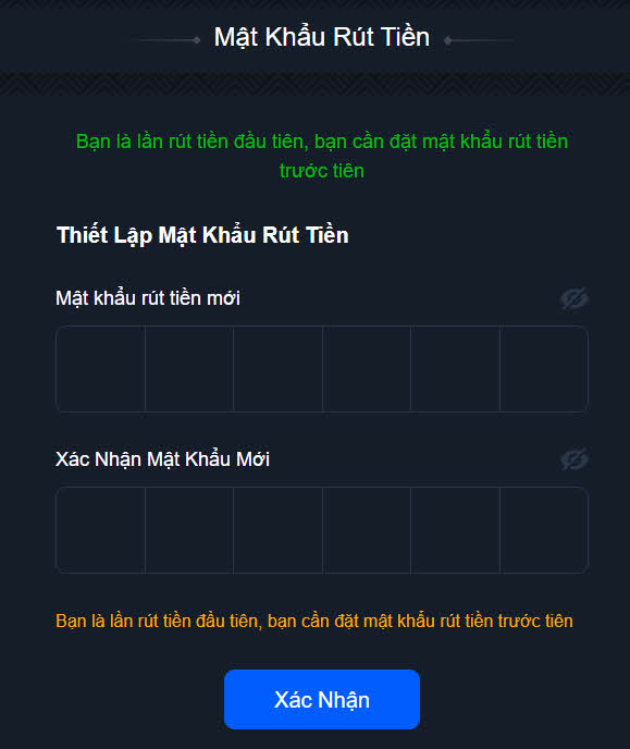 Xác lập mật khẩu rút tiền nhằm an toàn bảo mật hơn